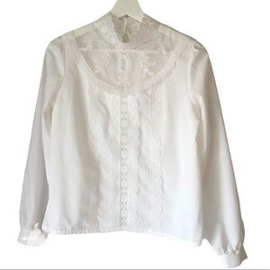 DARLINA Victorian Style Blouse Long Sleeve Lacey Women’s Size Small Peti…